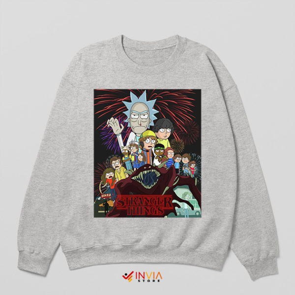 Characters Rick Morty Stranger Things 5 Sport Grey Sweatshirt