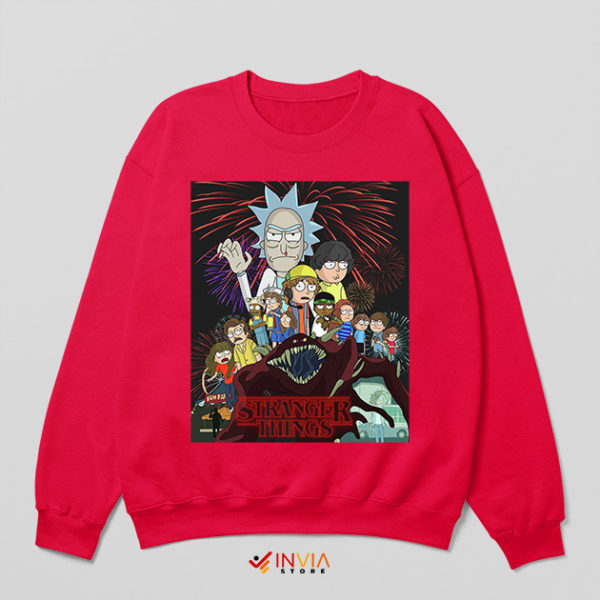 Characters Rick Morty Stranger Things 5 Sweatshirt
