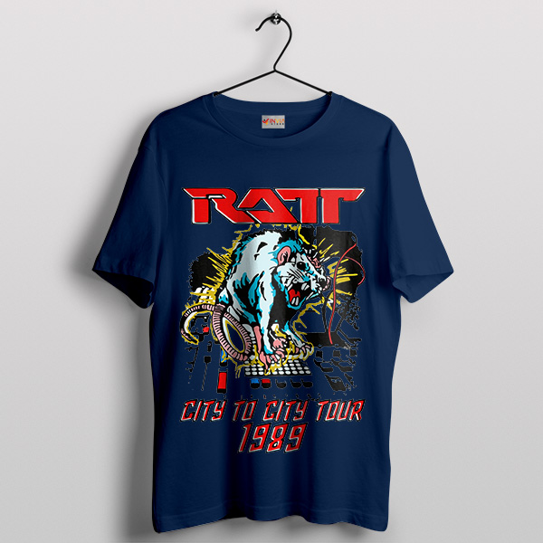 City to City Tour 1989 Ratt Vintage Navy T-Shirt
