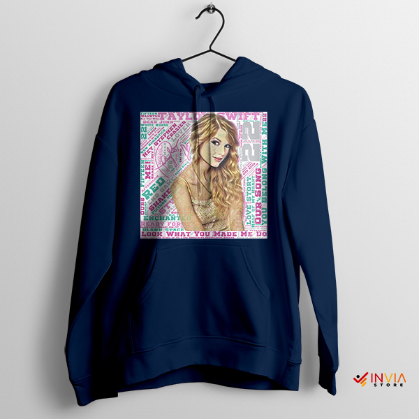 Collage Songs Taylor Swift Eras Tour Navy Hoodie