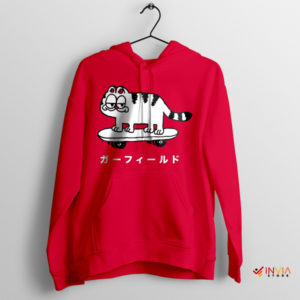 Comic Japanese Style Cute Garfield Cat Red Hoodie