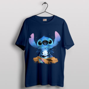 Cute Adorable Stitch from Movies Navy T-Shirt