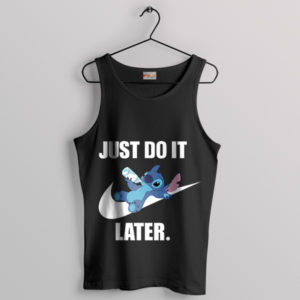 Cute Stitch Nike Just Do It Later Black Tank Top