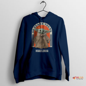 Cute Yoda 50 Years Young Mandalorian Navy Hoodie