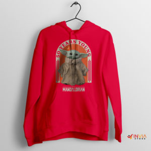 Cute Yoda 50 Years Young Mandalorian Red Hoodie