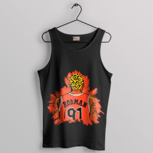 Dennis Rodman Bulls Hairstyles Watercolor Black Tank Top