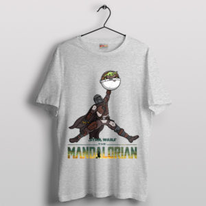 Din Djarin And Baby Yoda Air Jordan Sport Grey T-Shirt