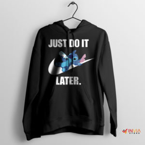 Disney Stitch Just Do It Later Meme Black Hoodie