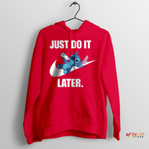 Disney Stitch Just Do It Later Meme Red Hoodie