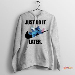 Disney Stitch Just Do It Later Meme Sport Grey Hoodie