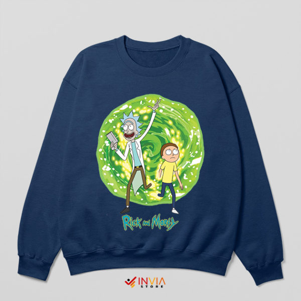 Episode 7 Rick Morty Portal Art Merch Navy Sweatshirt