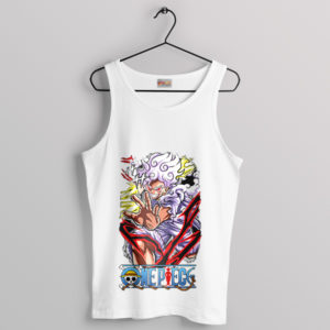 Fifth Gear One Piece Luffy Graphic White Tank Top