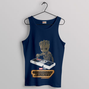 Funny Baby Groot Costume Music DJ Navy Tank Top