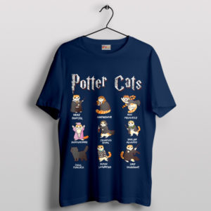 Funny Cats Harry Potter Characters Navy T-Shirt