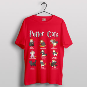 Funny Cats Harry Potter Characters Red T-Shirt