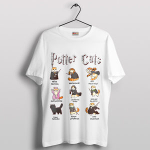 Funny Cats Harry Potter Characters White T-Shirt