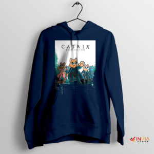 Funny Cats With the Matrix Series Navy Hoodie