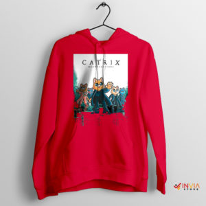 Funny Cats With the Matrix Series Red Hoodie