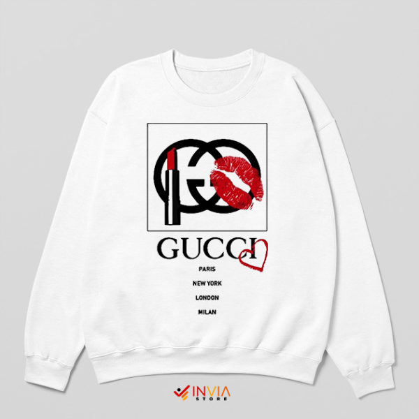 Funny Lips House of Gucci Movie White Sweatshirt