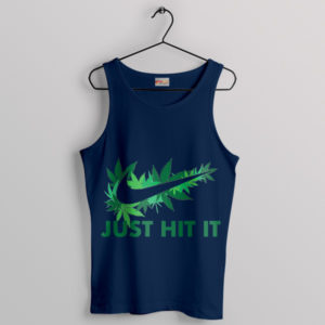 Funny Nike Logo Cannabis Plant Navy Tank Top