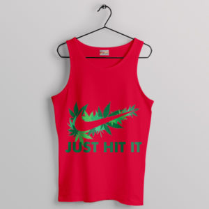 Funny Nike Logo Cannabis Plant Red Tank Top