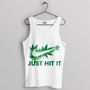 Funny Nike Logo Cannabis Plant White Tank Top