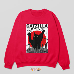 Godzilla 1998 Poster Funny Catzilla Red Sweatshirt