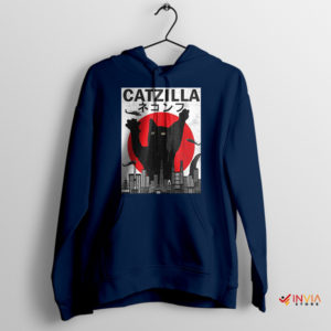 Godzilla Kaiju Parody Catzilla Navy Hoodie