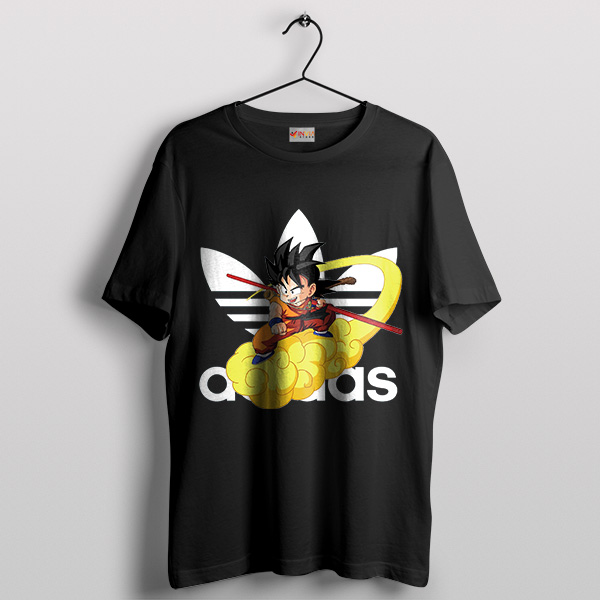 Goku Flying On Nimbus Adidas Anime Black T-Shirt