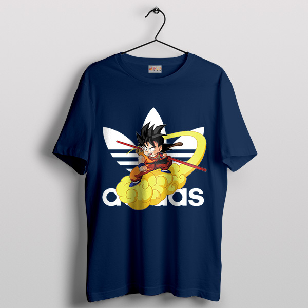 Goku Flying On Nimbus Adidas Anime Navy T-Shirt