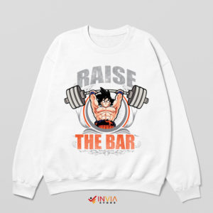 Goku Raise The Bar Insaiyan Workout White Sweatshirt