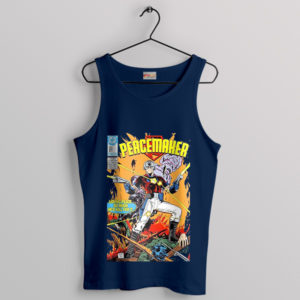 Graphic Comic Series Peacemaker Gun Navy Tank Top