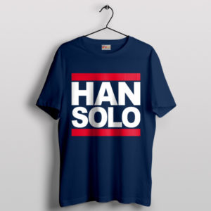 Han Solo Blaster Run DMC Logo Navy T-Shirt