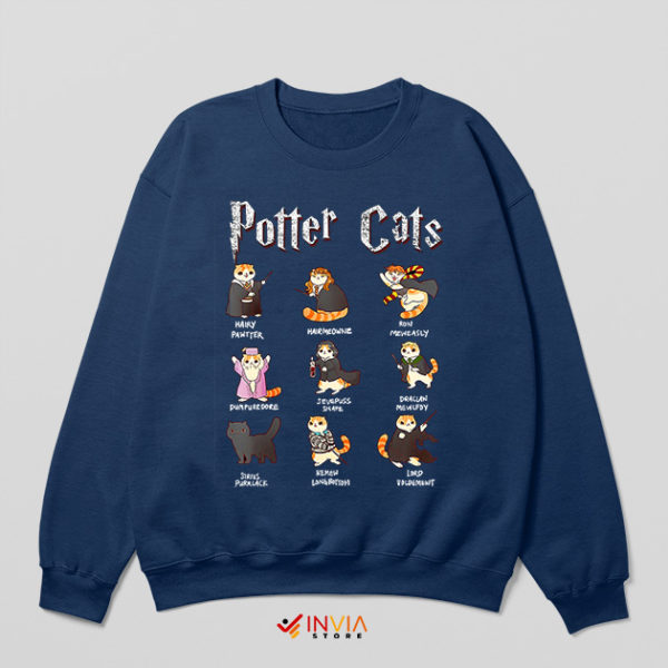 Harry Potter Characters Cute Cats Navy Sweatshirt