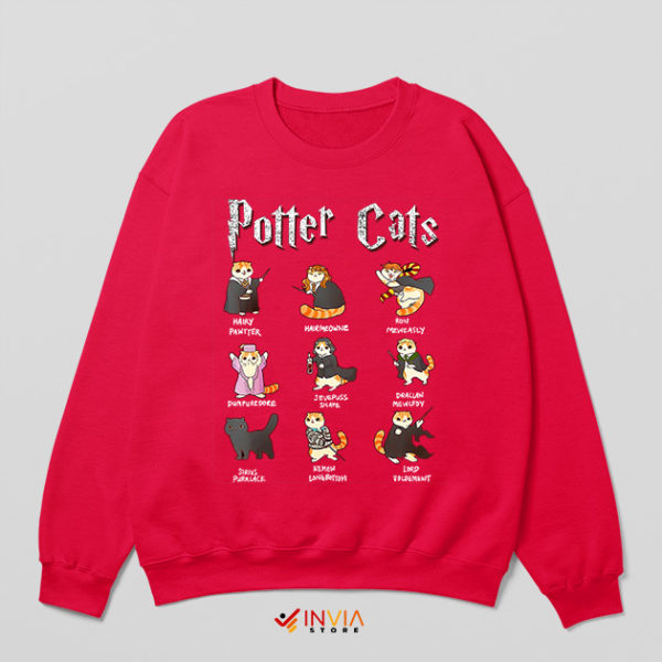 Harry Potter Characters Cute Cats Red Sweatshirt