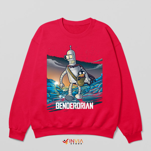 Human Bender Futurama Mandalorian Red Sweatshirt