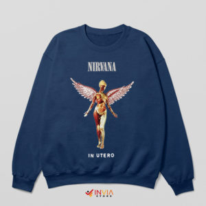 In Utero Album Vover Vintage Nirvana Navy Sweatshirt