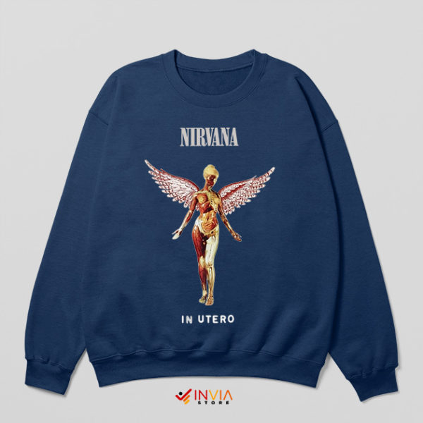 In Utero Album Vover Vintage Nirvana Navy Sweatshirt