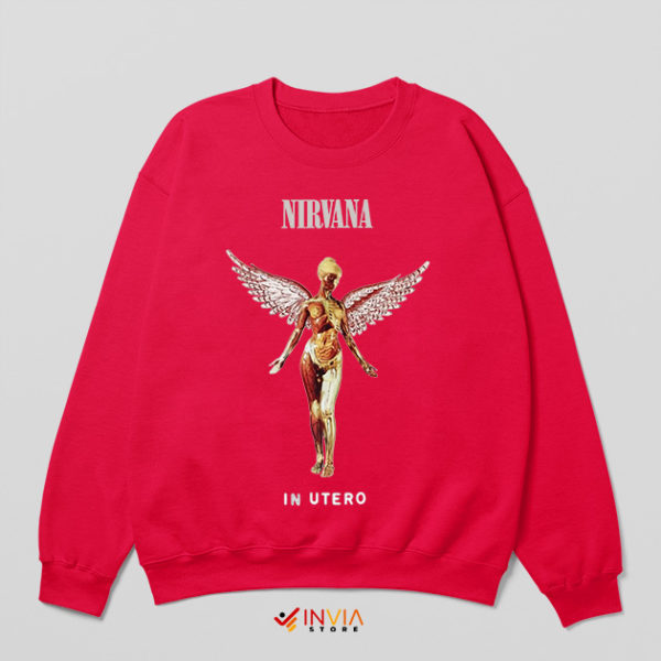 In Utero Album Vover Vintage Nirvana Red Sweatshirt