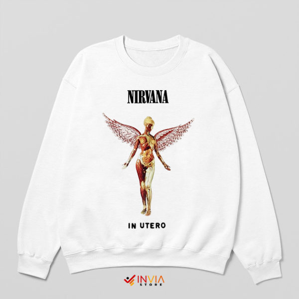 In Utero Album Vover Vintage Nirvana White Sweatshirt