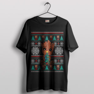 King Groot Ugly Christmas Holiday Black T-Shirt