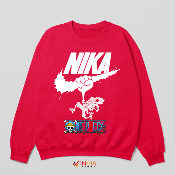 Luffy Gear 5 Nika Mythology Nike Air Red Sweatshirt