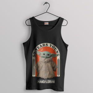 Mandalorian Baby Yoda 50 Years Young Black Tank Top