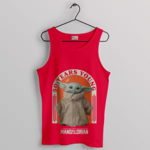 Mandalorian Baby Yoda 50 Years Young Red Tank Top