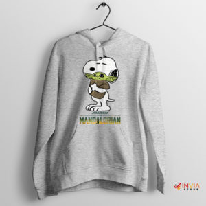 Mandalorian Baby Yoda With Snoopy Sport Grey Hoodie
