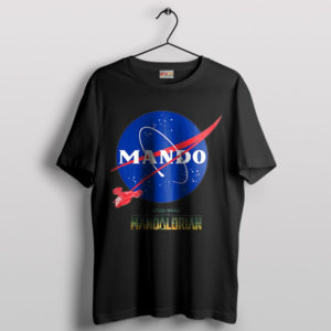 Mando Mandalorian Nasa Logo History Black T-Shirt