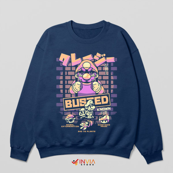 Meme Busted New Mario Bros U Deluxe Navy Sweatshirt