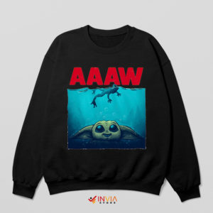 Meme Jaws Poster Baby Yoda Doll Black Sweatshirt