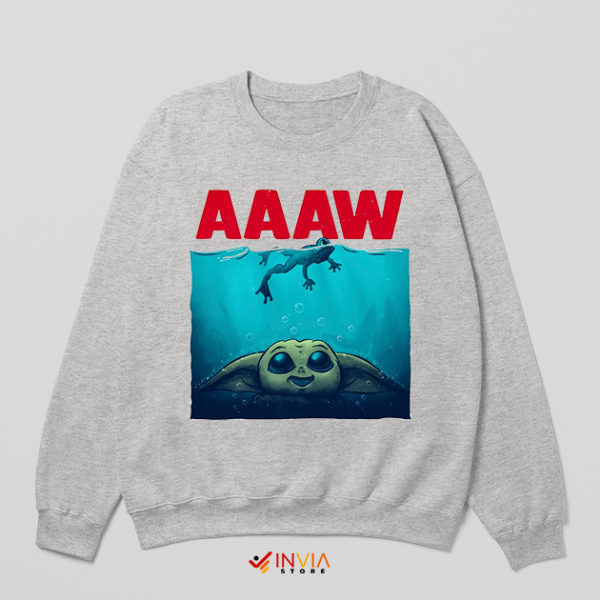 Meme Jaws Poster Baby Yoda Doll Sport Grey Sweatshirt