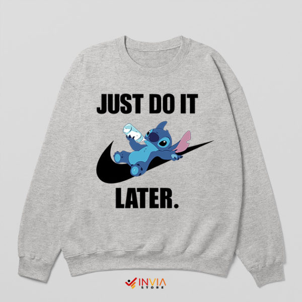 Meme Lilo Stitch Just Do It Later Sport Grey Sweatshirt